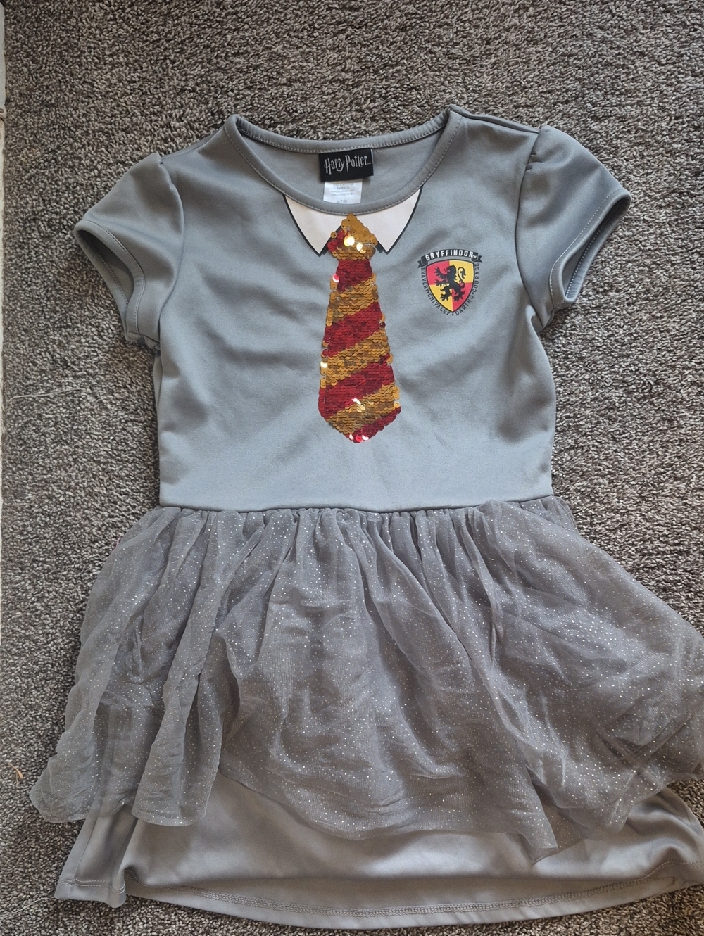 Girls Harry Potter Gryffindor Dress Halloween Size MEDIUM 7/8 Sequence